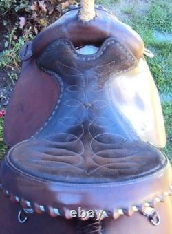 CIRCLE Y Western Show Saddle 15 SILVER CONCHOS Padded Seat BEAUTIFUL