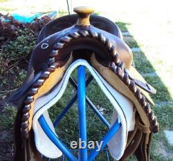 CIRCLE Y Western Show Saddle 15 SILVER CONCHOS Padded Seat BEAUTIFUL