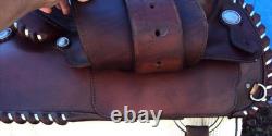 CIRCLE Y Western Show Saddle 15 SILVER CONCHOS Padded Seat BEAUTIFUL