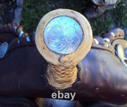 CIRCLE Y Western Show Saddle 15 SILVER CONCHOS Padded Seat BEAUTIFUL