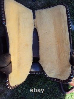 CIRCLE Y Western Show Saddle 15 SILVER CONCHOS Padded Seat BEAUTIFUL