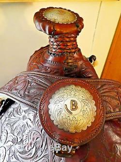 CONWAY vintage western custom wade saddle Sterling buckles conchos breastcollar