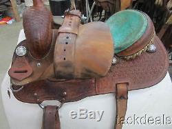 Cactus Ostrich 15 Seat Barrel Saddle Used Great Condition