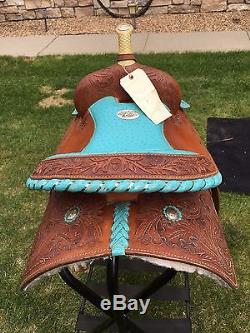 California Saddlery 14 Barrel Saddle with Blue Seat