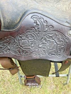 Circle S Roping Saddle 16 1/2 Inch Seat Western Cowboy Tooled Leather Horse Cow