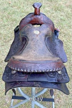 Circle S Roping Saddle 16 1/2 Inch Seat Western Cowboy Tooled Leather Horse Cow