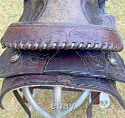 Circle S Roping Saddle 16 1/2 Inch Seat Western Cowboy Tooled Leather Horse Cow