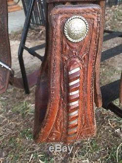 Circle Y 16 Heavily Tooled Equitation Western Pleasure Saddle w breast collar