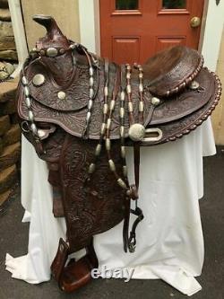 Circle Y Arabian Vintage Saddle Set w Silver Ferruled Headstall Rommel ReinsBC