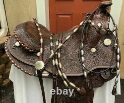 Circle Y Arabian Vintage Saddle Set w Silver Ferruled Headstall Rommel ReinsBC