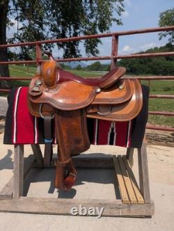 Circle Y Cutter Western Saddle 16.5 Inch Brown Leather