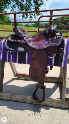 Circle Y Equitation 16 Western Show Saddle With Engraved Silver Plating