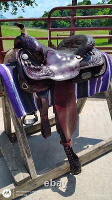 Circle Y Equitation 16 Western Show Saddle With Engraved Silver Plating