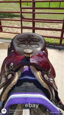 Circle Y Equitation 16 Western Show Saddle With Engraved Silver Plating