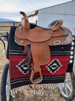 Circle Y Equitation 16 Western Show Saddle with Engraved Silver Accents