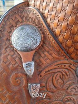 Circle Y Equitation 16 Western Show Saddle with Engraved Silver Accents