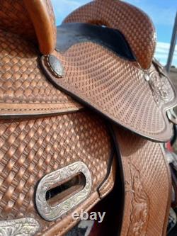 Circle Y Equitation 16 Western Show Saddle with Engraved Silver Accents