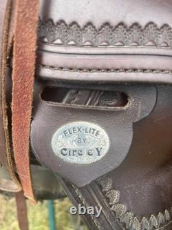 Circle Y Flex-Lite Pleasure/Trail Western Saddle Leather Brown 16 Full QH bars
