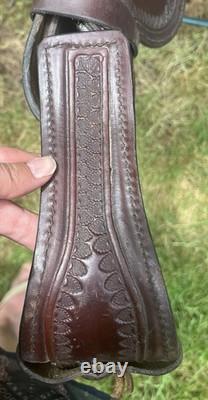 Circle Y Flex-Lite Pleasure/Trail Western Saddle Leather Brown 16 Full QH bars
