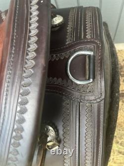 Circle Y Flex-Lite Pleasure/Trail Western Saddle Leather Brown 16 Full QH bars