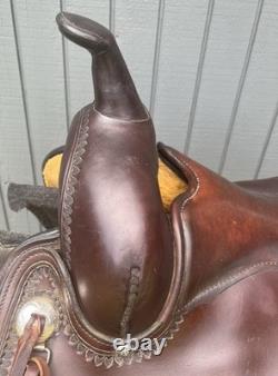 Circle Y Flex-Lite Pleasure/Trail Western Saddle Leather Brown 16 Full QH bars