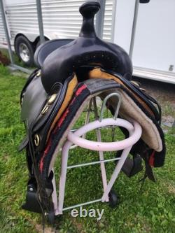 Circle Y Flex Lite Western Saddle. Black With Brass. 16 Inch. X Wide Tree