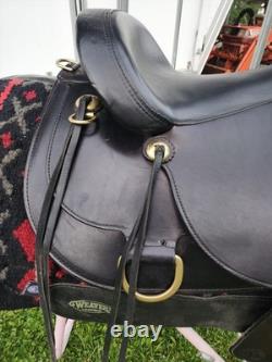 Circle Y Flex Lite Western Saddle. Black With Brass. 16 Inch. X Wide Tree