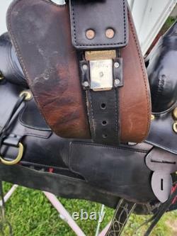 Circle Y Flex Lite Western Saddle. Black With Brass. 16 Inch. X Wide Tree