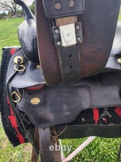 Circle Y Flex Lite Western Saddle. Black With Brass. 16 Inch. X Wide Tree
