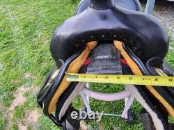 Circle Y Flex Lite Western Saddle. Black With Brass. 16 Inch. X Wide Tree