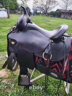 Circle Y Flex Lite Western Saddle. Black With Brass. 16 Inch. X Wide Tree