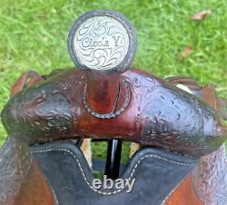 Circle Y Leather Equitation Barrel Saddle Western Trail Show Horse Brown 16 Inch