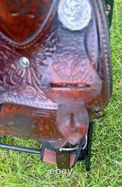 Circle Y Leather Equitation Barrel Saddle Western Trail Show Horse Brown 16 Inch