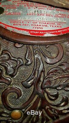 Circle Y Park & Trail Dark Brown/Oak leaf tooling western saddle