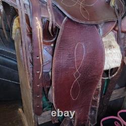 Circle Y Roping Saddle Brown Leather Traditional Western Design