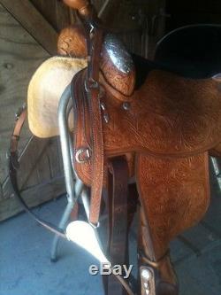 Circle Y Saddle 16 equitation Silver Suede seat tooled well kept