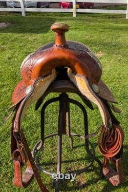 Circle Y Saddle 16 inch seat, Semi Tree, Silver Trim, Equitation Seat