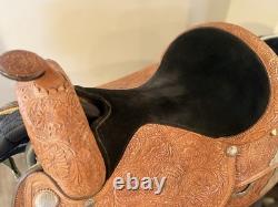 Circle Y Tooled Western Show Saddle with silver very good/excellent condition