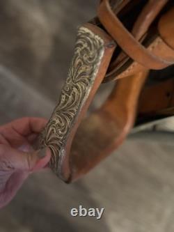 Circle Y Tooled Western Show Saddle with silver very good/excellent condition