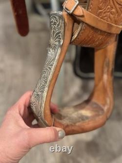 Circle Y Tooled Western Show Saddle with silver very good/excellent condition