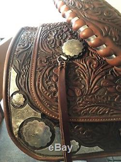Circle Y Western Equitation Show Brown 15 Western Saddle, Lots of silver