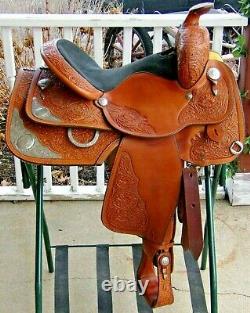 Circle Y Western Equitation Show Saddle, 14.5 Seat, Lots of Silver