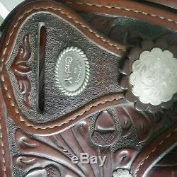 Circle Y Western Pleasure Equitation Show Saddle 16 Brown Silver