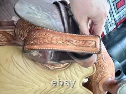 Circle Y Western Saddle 16 Seat Fully Tooled Leather Floral #11351 12-48758