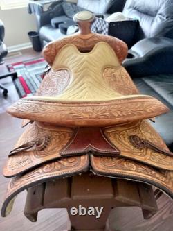 Circle Y Western Saddle 16 Seat Fully Tooled Leather Floral #11351 12-48758