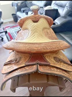 Circle Y Western Saddle 16 Seat Fully Tooled Leather Floral #11351 12-48758