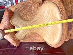 Circle Y Western Saddle 16 Seat Fully Tooled Leather Floral #11351 12-48758