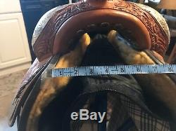 Circle Y Western Show Saddle 16 inch seat new condition with saddle cover
