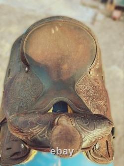 Circle Y Western Show Saddle All-Around Style With Intricate Floral Tooling