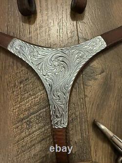 Circle Y Western Tack Set Browband Headstall Breast Collar German Silver